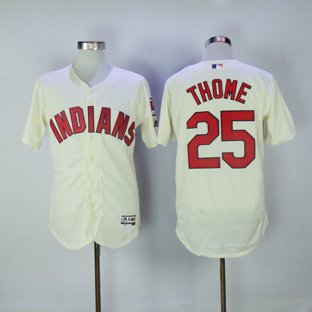 Men Cleveland Indians 25 Thome Cream MLB Jerseys